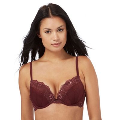 Ultimate Dark red snakeskin-effect mega boost bra